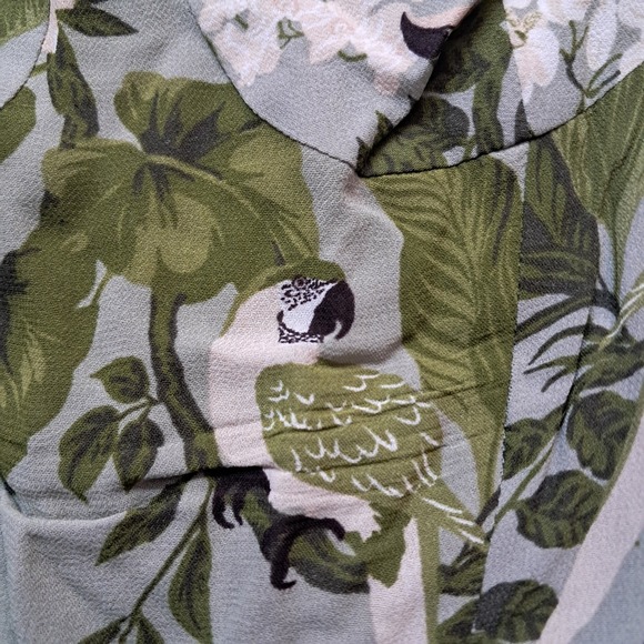 Reformation Nikita Dress Women's 2 Midi Green Tropical Leaf Vacation Tie Strap - Picture 8 of 16